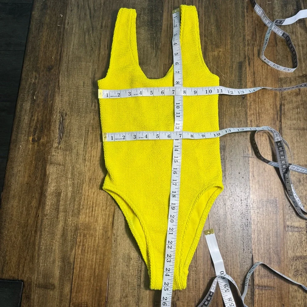 Clockhouse Yellow Cheeky‎ One Piece Swimsuit Stretchy Cutout Style ~ Approx M